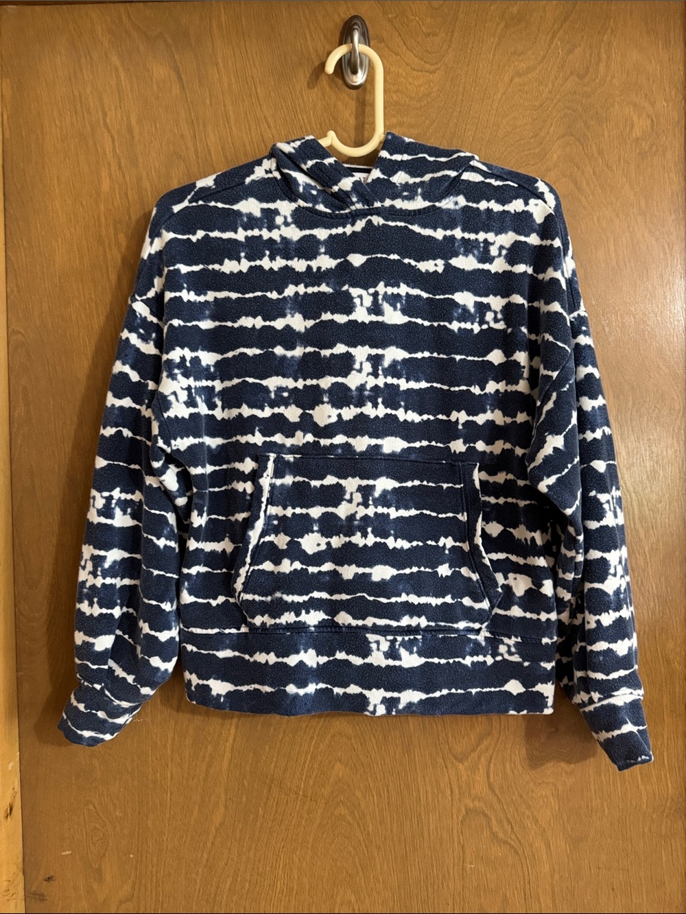 Athleta Navy & White Striped Hooded Pullover